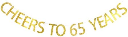 Betalala Large Gold Cheers to 65 Years Letters Banner Garland Bunting Sign Party Decoration Photo Props