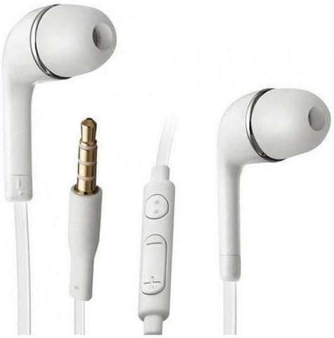 SellnShip Earphones with Mic and Call Music Control for All Mobile Phones with 3.5mm Jack, White, Model SnS45YRi8