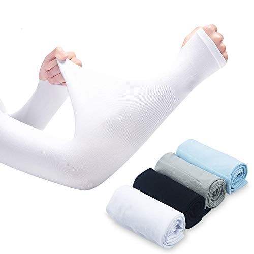 Cooling Arm Sleeves，BUBBLEFISH 4 Pairs UV Sun Protection Cooling Sleeves for Men Women for Driving Jogging Golfing Riding Outdoor Activities