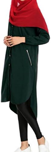 DressU Women's Splicing Islamic Open Front Abaya Vogue Dress Blackish Green M