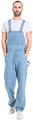 Uskees Basic Denim Dungarees - Pale wash Men's Value Overalls Relaxed Fit MENSBASICPALE