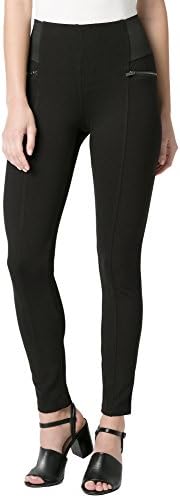 RIBOOM Women's Ponte Skinny Legging Work Pants with Wide Elastic Waistband, Black, 12
