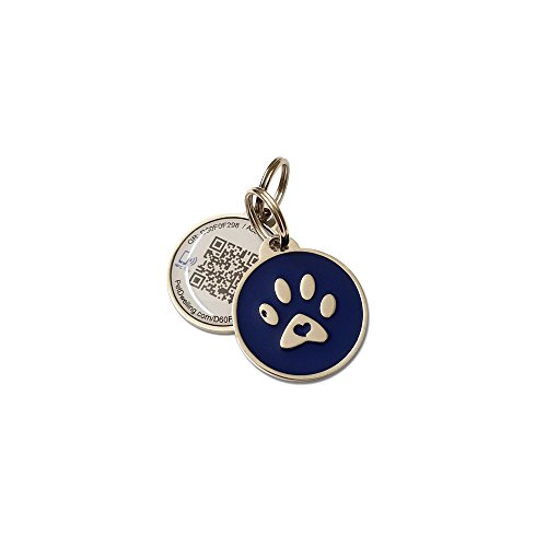 Pet Dwelling Blue Paw QR Code/NFC Pet ID Smart Tag w/Online Pet Profile/Scanned GPS Location