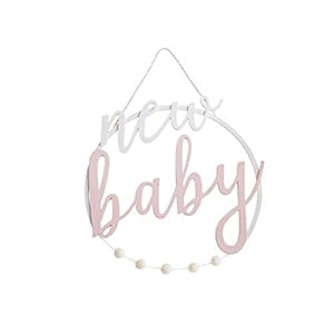 Mud Pie Pink New Baby Door Hanger