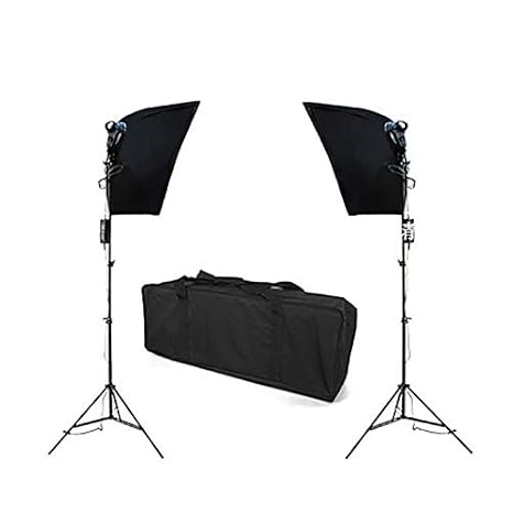Fotostudio 2er Set Softboxen + dimmbaren LED Leuchten 500 Lumen Lampe Stativ