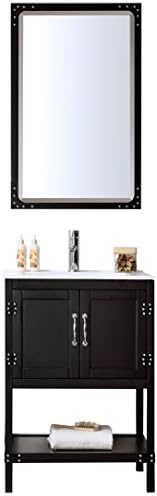 Legion Furniture WH5824-B Wood Sink Vanity With Ceramic Top and Without Faucet, 24", Matt Black