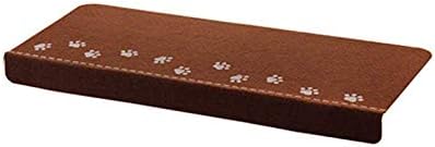Ehonestbuy Paw Pattern Luminous Carpet Stair Tread Mats - (21.85"x8.86") | Durable, Mute, Non-Slip Protection, Shine at Night (Brown)