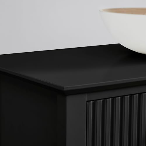 ALTALIA DECO HOME Credenza Recibidor - Mueble Recibidor Moderno de Madera Color Vintage Consola Mesa de Entrada con Particiones Dobles Ideal para Recibidor de Entrada, Sala Comedor Mueble TV (Negro)