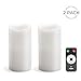 White Flameless Wax Pillar Candles with Remote - Set of 2, Warm White LED Lights, 6 Inch Height, Batteries Included, Decorative Electric Candles for Home Decor, Weddings and Gifts