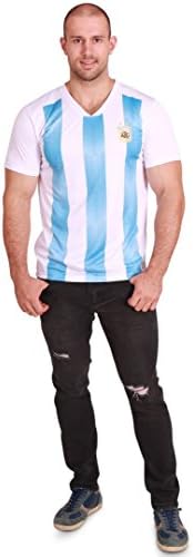 Men's Argentina World Cup 2018 Soccer Jersey with Country Logo, Men Size L