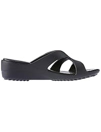 Crocs Sanrah - Sandalias con borde a rayas para mujer