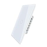 LIVOLO Wall Light Switch White US Standard 1 Gang 2 Way Luxury Tempered Glass Panel, LED Indicator, AC 110-220V, C501S-11