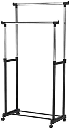 cloth rack pole, Metal Black Double Pole Telescopic Clothes