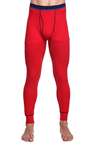 TONLEN Men's Mid-Weight Thermal Pants Cotton Long Johns Long Underwear Red L - Thumbnail 7
