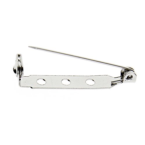 KeyZone 100 Pieces Silver Tone 1.26 Inch Locking Pin Backs Clasp Brooch for Badge Crafts, Jewelry Crafting