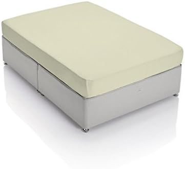 Rinku Linen Hotel Luxury 500 Thread Count 100% Egyptian Cotton Luxurious 1-Piece Fitted Sheet/Bottom Sheet Only Emperor (84" x 84") Ivory Solid Fit Up to 23" Inches Deep Pocket