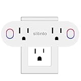 WiFi Smart Plug Socket Works with Alexa Echo/Google Home/IFTTT, Slitinto Dual Mini Smart Outlets with Remote Control Individually, Energy Monitoring and Timer, No Hub Required, ETL Listed-1 Pack