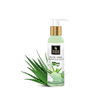 Good Vibes Aloe Vera Sunscreen Lotion SPF 24-120 ml - Sun Protection for All Skin Types - Hydrate and Moisturize Dull Damaged Skin - Cruelty Free