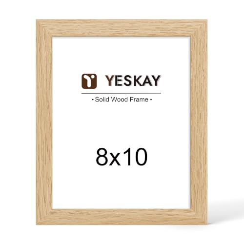 YESKAY 8x10 Wooden Picture Frame,Natural Oak Solid Frames with Real Glass at Amazon