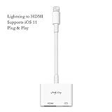 Lightning Digital AV Adapter - HkittyXiong Lightning to HDMI Adaptor iPhone iPad iPod to Projector Monitor TV (Pearl White)