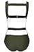 Joy&Bella Solid Color Deep V Neck One Piece Swimsuit Bikini Set Bathing Suit Beach Swimwear Monokini, Dark Green (L (US 12-14))