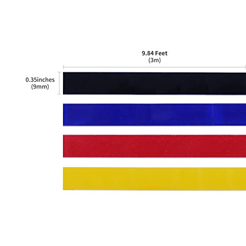 MoTEX Refill Tape for Embossing Label Maker, 4 Color Tapes, 3/8-Inch (Red, Blue, Black, Yellow)