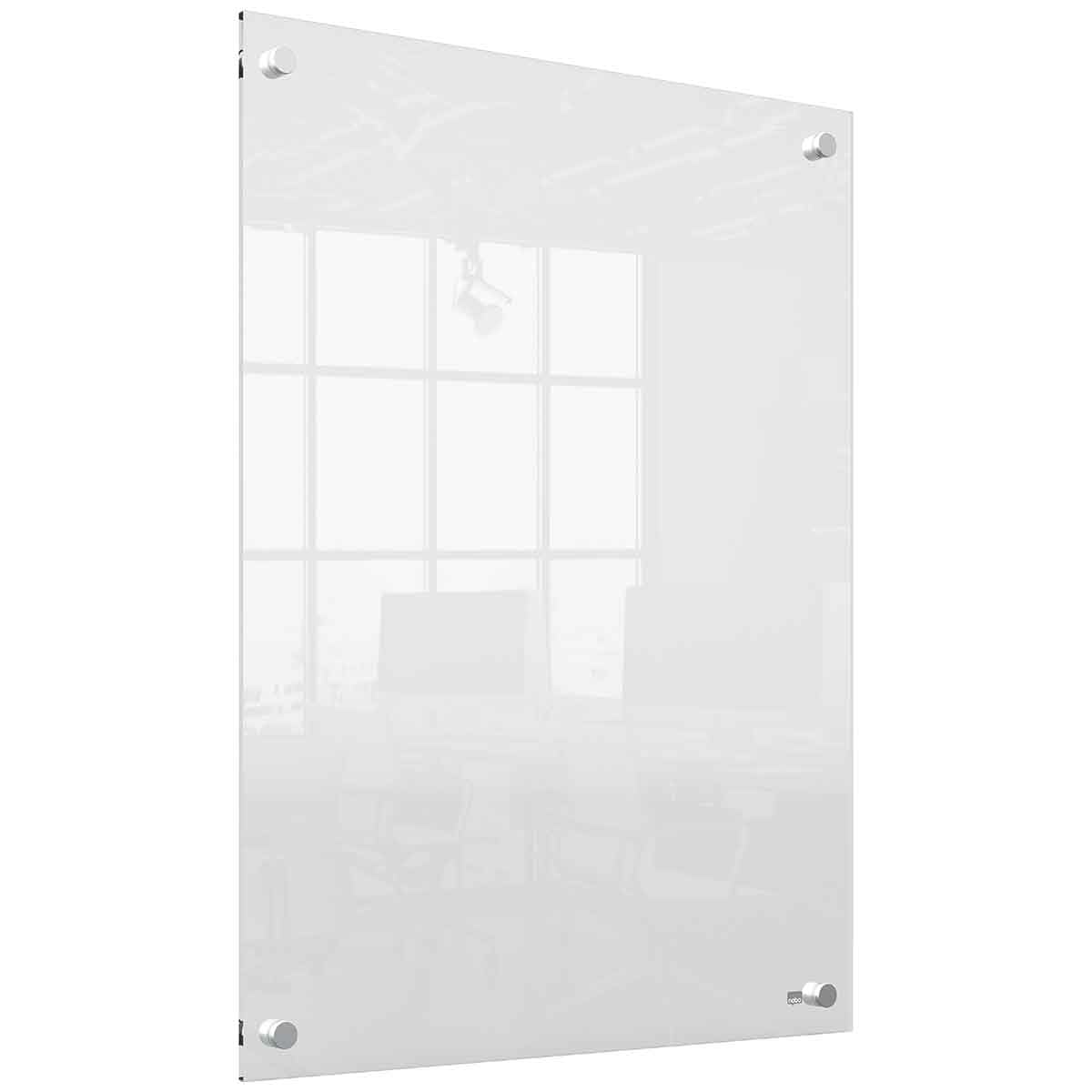 Nobo Transparent Acrylic Mini Wall Mounted Whiteboard, Modern Memo Board, Dry Erase, Frameless, 600 x 450 mm, Includes Marker Pen, Clear, 1915621