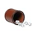 PU Leather Dice Cup, Felt- Lined Dice Shaker with 5 Standard Sized Dot Dices, Brown Dice Game Set for Farkle/Yahtzee/Party/Family Dice Games Night