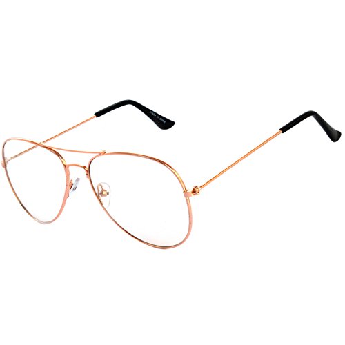 Aviator Clear Lens Gold Silver Black Metal Sunglasses Men's Women's Non-Prescription OWL