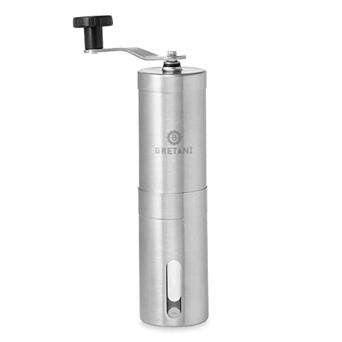 Bretani Manuelle Kaffeemühle – gebürsteter Edelstahl mit einstellbarer konischer Mahlmühle für Tropfkaffee, Espresso… – Bild 3