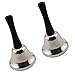 Superior Quality Steel Silver Call Bell Plastic Handle Hand Held Tea Office School Desk RingBell (2 Pcs Set)