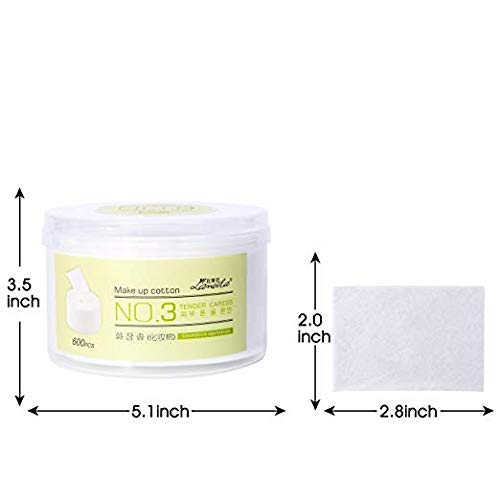 Lint Free Cosmetic Cotton Pad - Face Eye Nail Makeup Remover Cotton - Pack of 600 Pads