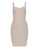UONBOX Women's Rayon Cute Sleeveless Bodycon Bandage Strap Dress (S, nude)