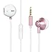 Sports Earbuds with Microphone, 3.5mm In-Ear Wired Bass Stereo Ear buds Earphones Headphones with Remote and Mic Universal for iPhones, iPads, iPods, Android, PC, Windows, Mac(rose gold)