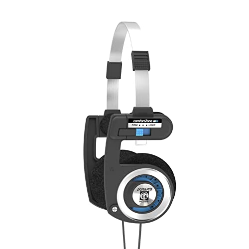 Koss Casque Stéréo "Portapro" (On-Ear, Classic, Casque À Bandeau Ouvert, Avec Fil De 1,2 M, 15 - 25000 Hz, Jack 3,52Mm Mâle) Noir/Gris/Bleu