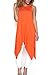 Memorose Women Casual Sleeveless Crewneck Asymmetrical Hem Vest Shirt Midi Dress Orange L