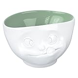 FIFTYEIGHT PRODUCTS TASSEN Porcelain Bowl, Tasty Face Edition, 16 oz. White Outside, Pine Color Inside (Single Bowl)