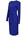 ANGVNS Women Long Sleeve Round Neck Cocktail Pencil Dress with Belt