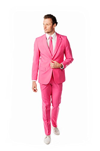 Men’s Solid Color Bachelor Crazy Party Costume Suit, Includes Jacket, Pants and a Matching Tie