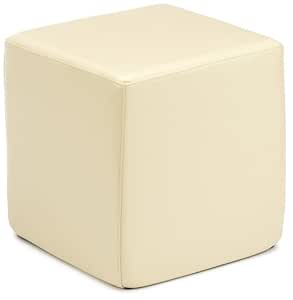 Jan Kurtz 494092 - Puf en forma de cubo con funda de piel, color crema