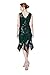 Metme Women's Flapper Dress 1920s V Neck Beaded Fringed Roaring 20s Sequins Dress Green