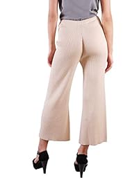 Pantalón de punto acanalado para dama con cordón ancho en la cintura