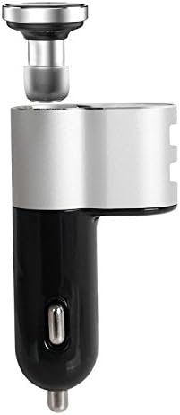 Car Charger Bluetooth Headset, 2 in 1 Dual USB Port Car Charger with Wireless Earphone and Hands Free Microphone for iPhone, Samsung and all Android Smartphones (Q10)
