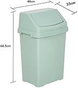 JMS We Create Smile 50 Litre Swing Top Plastic Bin Silver Sage view 2