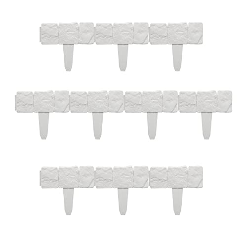 Relaxdays Beetzaun, 10-teilige Umrandung für Beete, Steinoptik, HxB: 10x25 cm, Rasenkante zum Stecken, Kunststoff, weiß