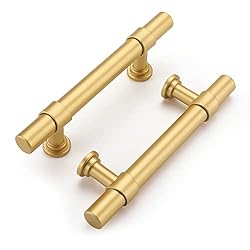 Haliwu 10 Pack Gold Cabinet Handles, Brushed Brass