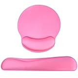Keyboard Wrist Rest Pad Mouse Pad, Memory Foam, Rest Pads Sets for Comfortable Typing & Wrist Pain Relief, Anti-Slip Rubber Base (Pink)