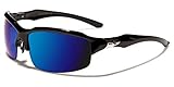 Arctic Blue Half Frame Men's Sport Sunglasses Blue Color Mirror Lens
