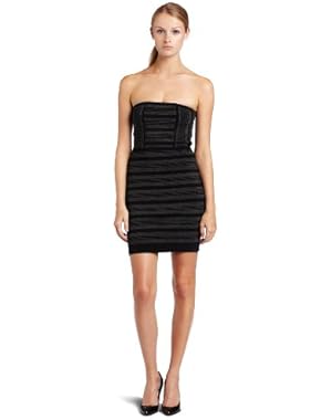BCBGMAXAZRIA Women's Kalen Strapless Striped Jacquard Dress