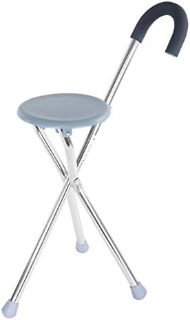 XFF Folding Cane Seat,Three Feet Cane Stool Old People Walking Stick Anti-Skidding Portable Seating-A/A